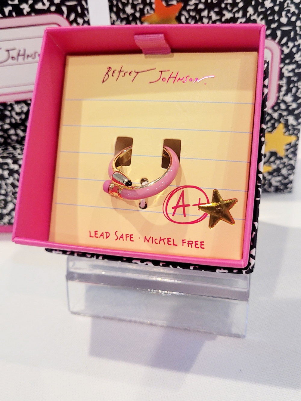 Betsey Johnson Pink Enamel Pencil Ring
